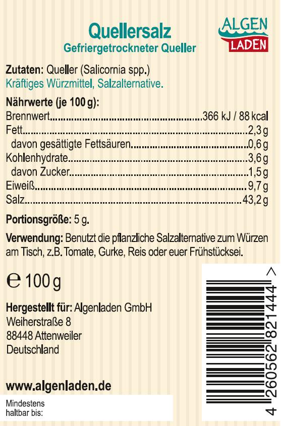 Algenladen Quellersalz Etikett